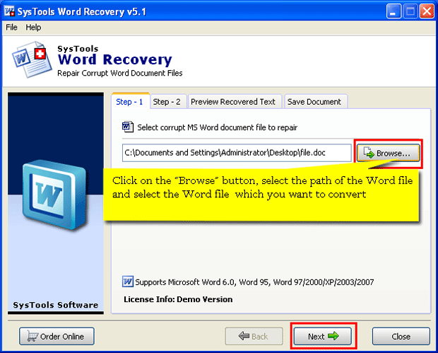 MS Word File Repair Tool 5.2